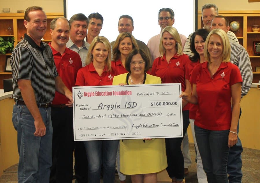 AEF presenting $180,000 check to Argyle ISD in 2016